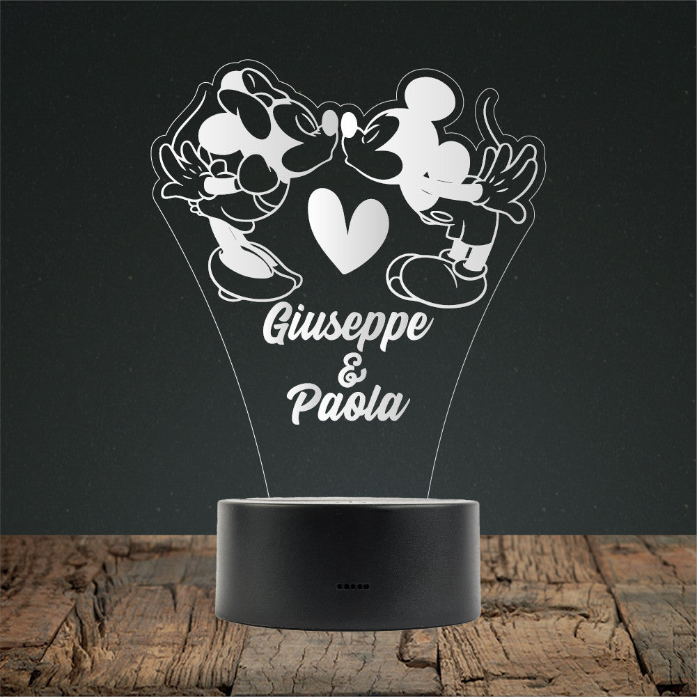 Lampada led 3D San Valentino con nomi personalizzati