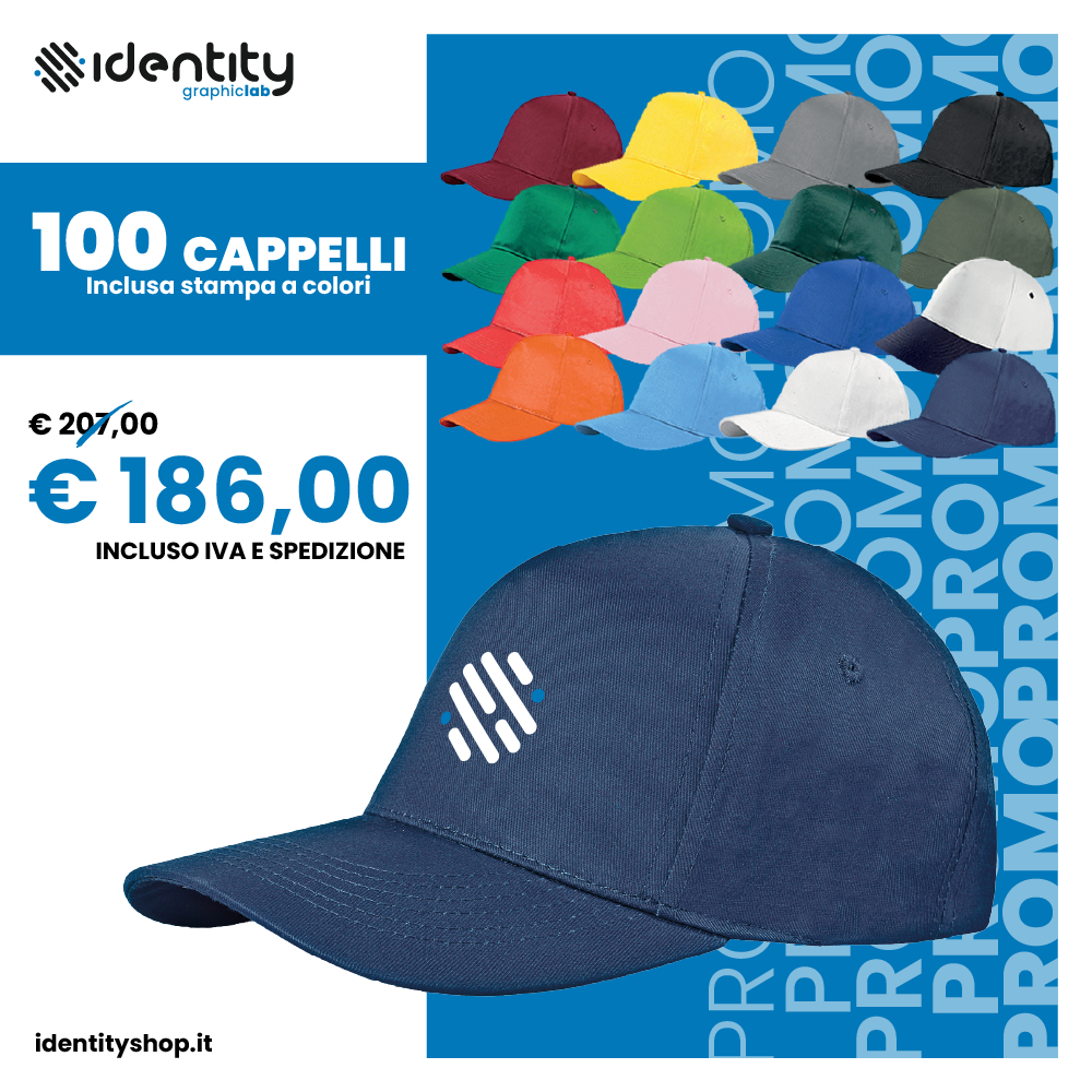 Promo 100 cappelli adulto personalizzati