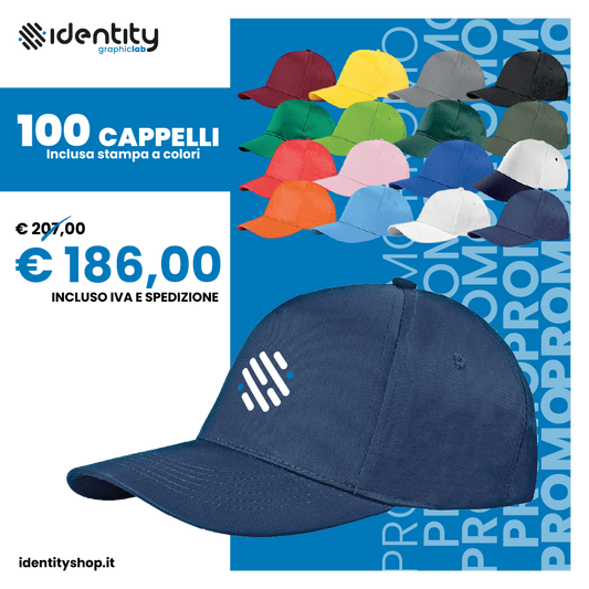 Promo 100 cappelli adulto personalizzati