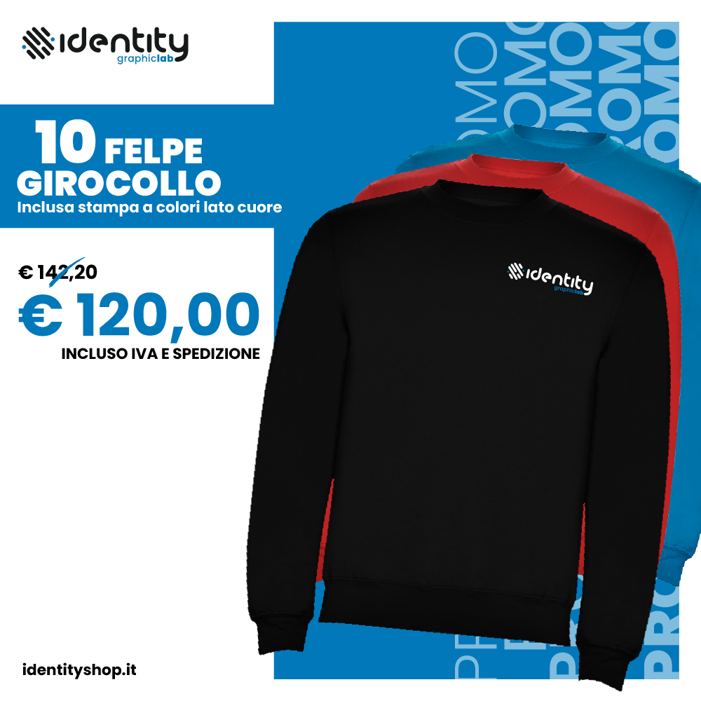 Promo 10 felpe girocollo personalizzate