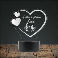 Lampada led Cuore bacio con nomi in plexiglass - Identity SRLs