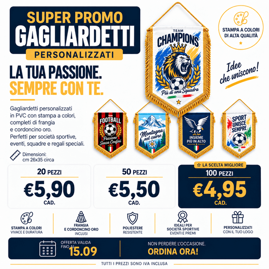 Promo gagliardetto pentagonale 26x35 cm - Identity SRLs