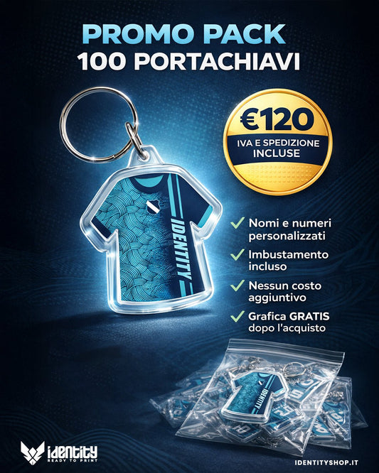 Promo pack 100 portachiavi personalizzati maglia in plexiglass - Identity SRLs