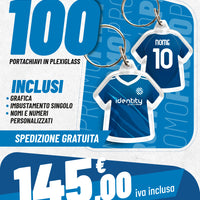 Promo 100 portachiavi maglia in plexiglass