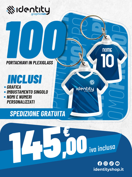 Promo 100 portachiavi maglia in plexiglass