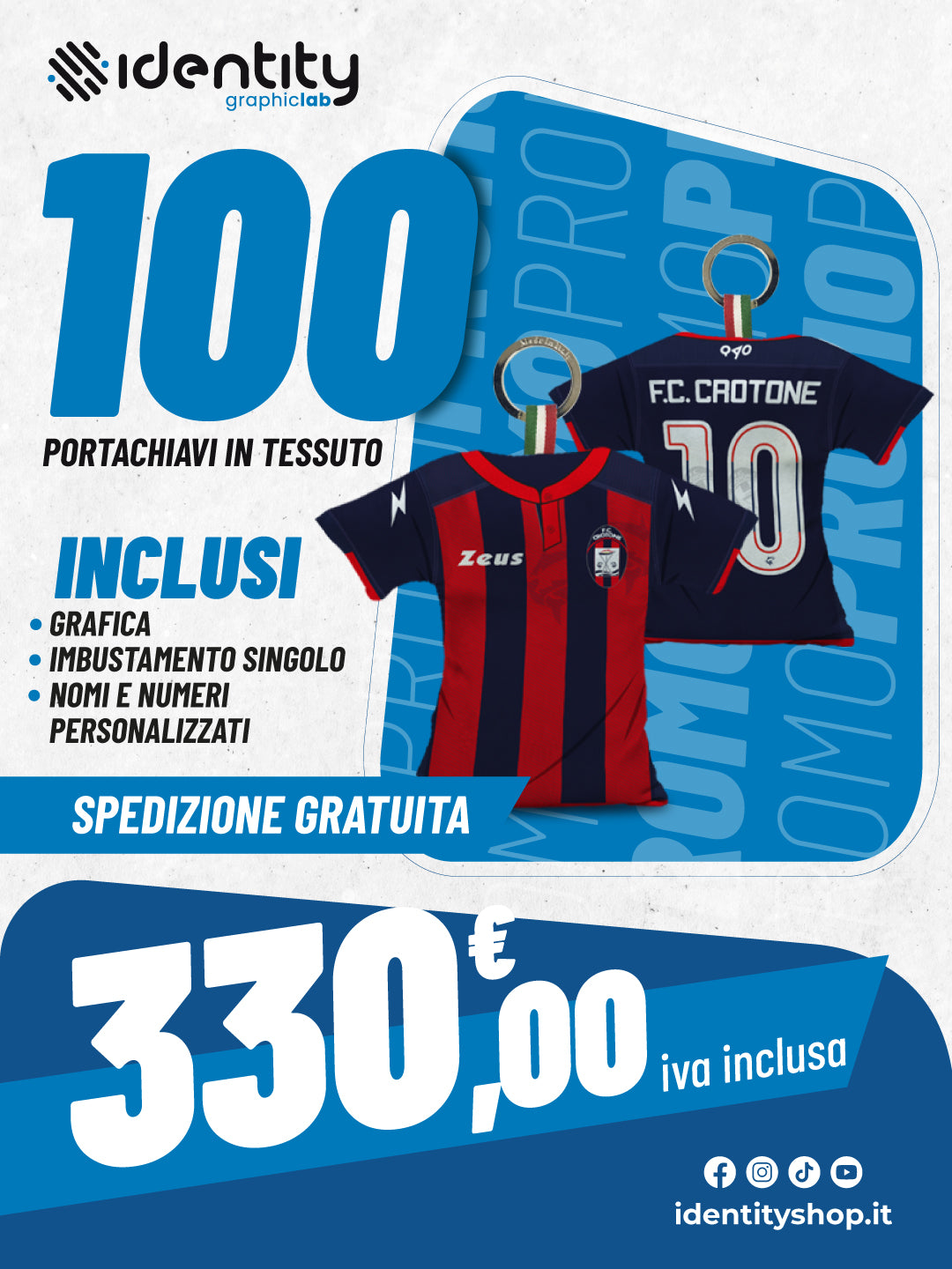 Promo 100 portachiavi maglia in tessuto imbottito