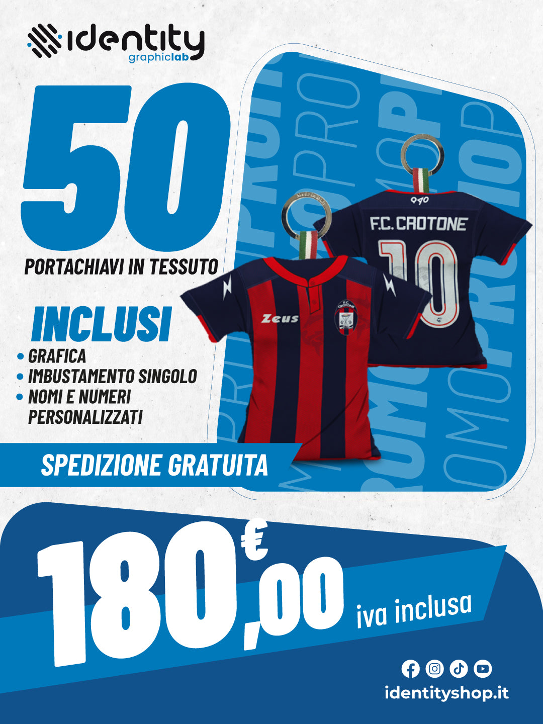 Promo 50 portachiavi maglia in tessuto imbottito